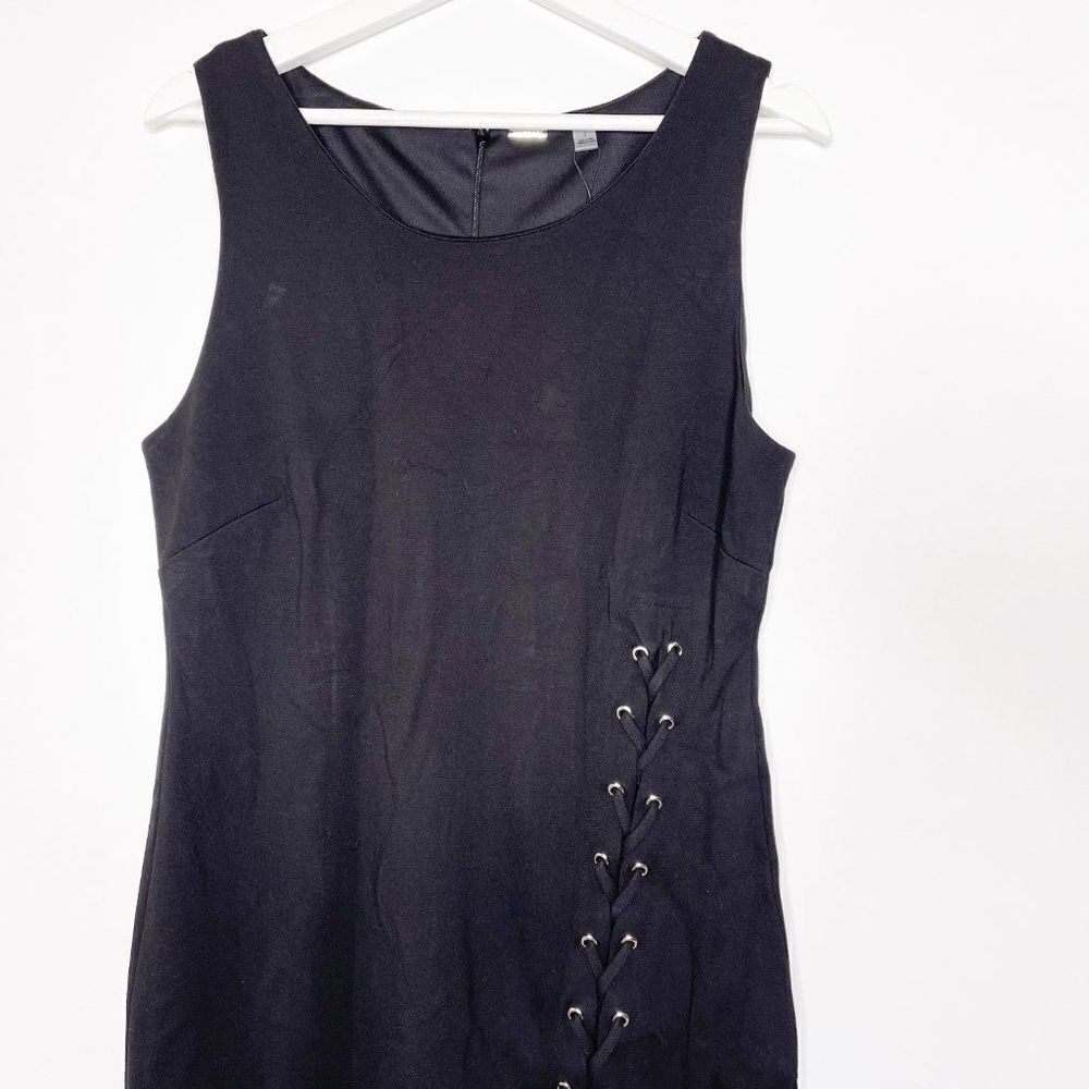 TAHARI Sleeveless Lace-Up Ponte Midi Dress  - Picture 3 of 11